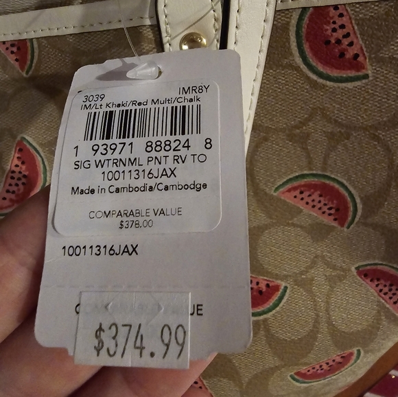 Coach Signature Watermelon Print Reversible Tote Sold Out NWT - Picture 9 of 14